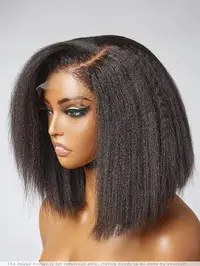 Short Kinky Straight T Part Wig for Women, Gorgeous Wigs without Bangs, Premium Synthetic Wigs, Fashion Wig, Synthetic Lace Wigs for Party and Daily Use, Lace Closure Wigs, Glueless Lace Wig, Glueless Hair Wigs