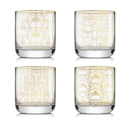JoyJolt Set of (4) 10oz Star Wars Old Fashion Drinking Glass