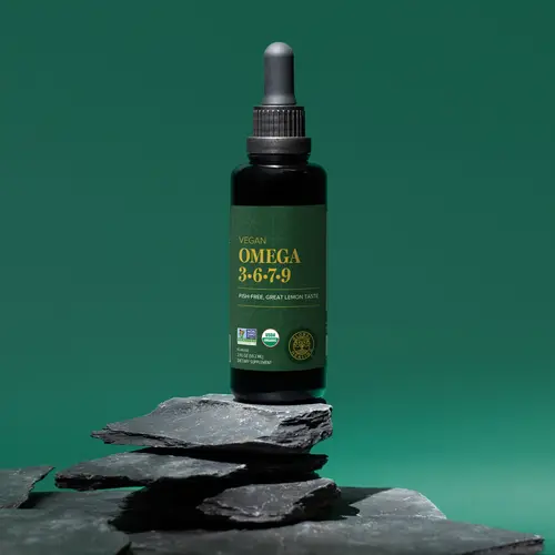 Global Healing Liquid Omega 3 6 7 9, Organic & Non-GMO, Quadruple Strength Vegan Formula (2 Oz)