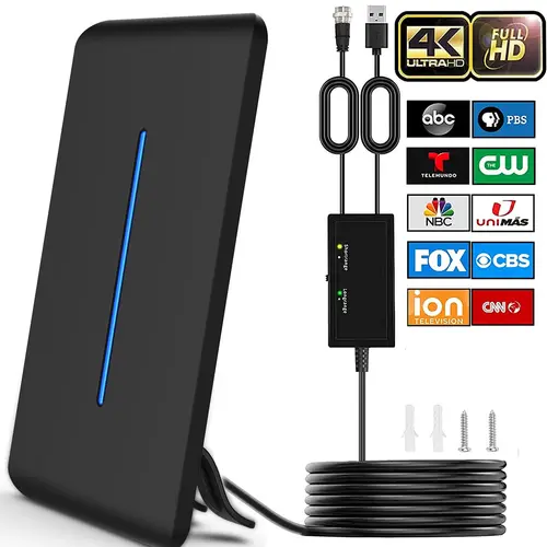 HIDB TV Antenna Digital for Smart TV HD Antena Indoor 4K Digital TV Antenna 360° Signal Amplified Strong Magnetic Base Indoor TV Antenna for Easy Long Range Reception Installation TV Antenna For Local Channels summervibes