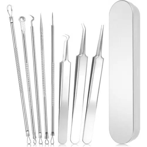 Blackhead Remover Tool Set, Pimple & Comedone Extractor Kit, Pore Cleaning Skincare Tools – Precision Stainless Steel, Skin-Friendly Design, Safe for Sensitive Skin, Deep Pore Cleansing Kit for Home Use, 8-Piece Set