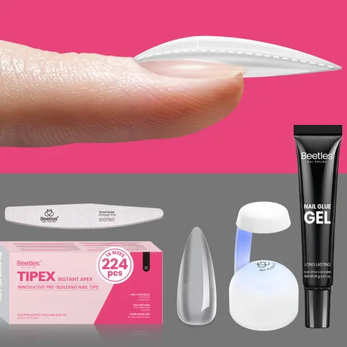 Beetles Tipex Instant Apex Nail Tips Kit Square Stiletto Almond Coffin Nail Tips Nail Thick Acrylic Nail Kit for Flat Nails Manicure Art DIY Gift for Women, Diy Nails At Home, Fake Nails