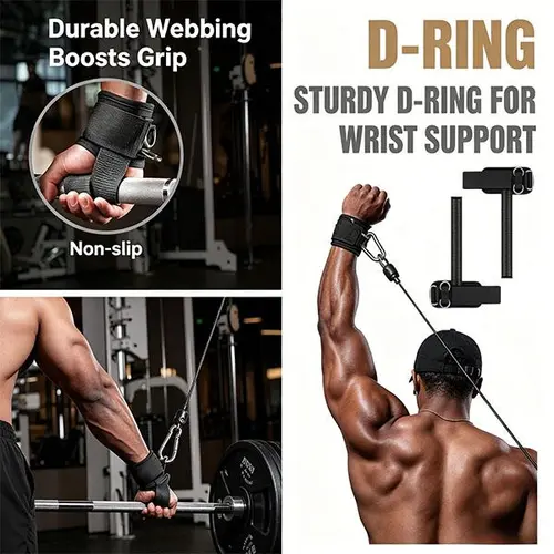 Non-Slip Weightlifting Wrist Straps with D-Rings, Neoprene Padding & Adjustable Design | Durable Webbing Fitness Accessory for Deadlifts, Cable Workouts, Built to Last Intense Training (Men & Women)
