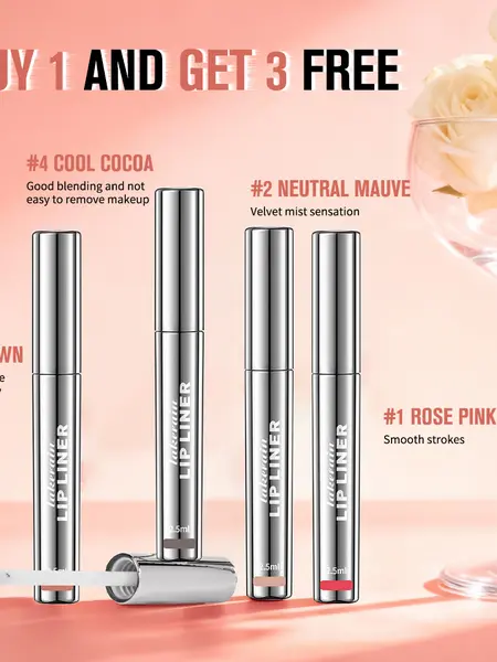 4Pcs Peel Off Lip Liner Stain Set , Waterproof Nude Matte Lip Tint, Non-Fading Peel Off Lip Color, Effortless Precision & Full Coverage, 24H Color Hold - Cosmetic 【US 2026 Deals for You Days】