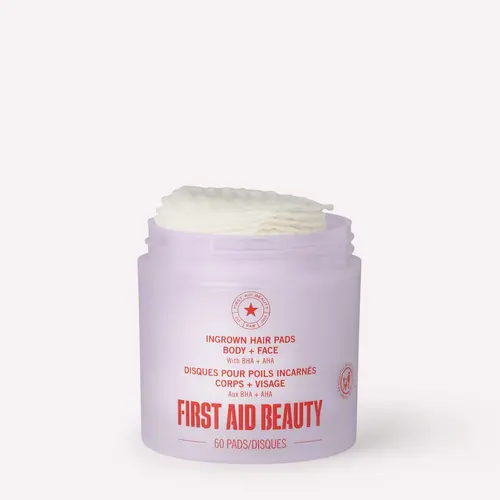 First Aid Beauty Ingrown Hair Pads with BHA + AHA, Glycolic Acid + Salicylic Acid Exfoliating Pads
