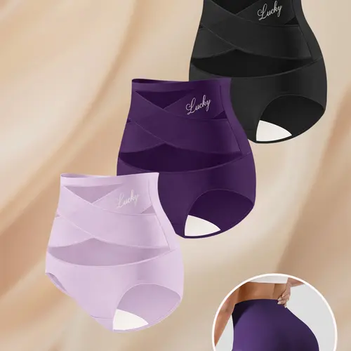 3-Pack MEIYATING Plus Size Women's High-Waisted Tummy-Control Breathable Mesh Underwear, Seamless Triangle Panties for All Seasons