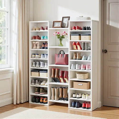 Spaco Wooden Shoe Rack Organizer - 14-Tier, 46-Pair Footwear Organization, 22 Open Compartments, Tall Freestanding Modern Shoe Storage for Entryway, Living Room