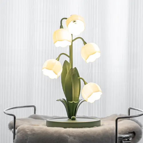 [Back To School] Vintage Flowers Whimsical Table Lamp - Adjustable 3-Color LED, 5 Lily Design, Ambient Lighting, Lamps for Bedroom, Free Bulb, Gift-Ready Home Decor by Lilyvalleylamp