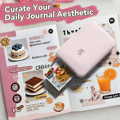 Mini Bluetooth Photo Printer 2x3 Inkless Sticker Printer for Scrapbooking Journaling Portable Pocket Color Printer for DIY Arts Crafts Aesthetic Deco Compatible with iOS Android