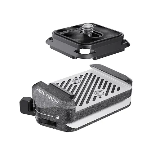 PGYTECH Quick Release Clamp V2 - Arca Swiss Plate Compatible Camera Mount Adapter with 1/4"-3/8" Threaded Holes, CNC Molding, Gimbal Mount for Tripods/Sliders, Ideal for Filming Setup, Stabilizers