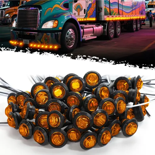 DIBMS 3/4 Inch Bullet Side Marker Light 50PCS Amber Round Clearance LED Front Rear Indicator Lights for Trailer Van Caravan Boat Truck RV Car Bus Led Backlights