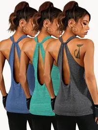 Women's Solid Color Sports Tank Top, Breathable Comfortable Sleeveless Top for Yoga Gym Workout, Ladies Sportswear for Summer, Athletic Apparel, Activewear for fitness, Athletic Activewear