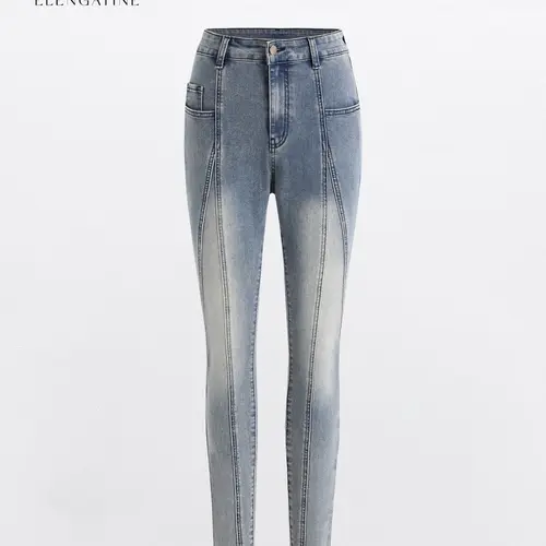 Women's Denim Skinny Jeans - Mid-Rise, Stretch Cotton, Medium Wash, Vintage, Contrast Stitch, Ankle-Length, All-Season, Women's Clothing, Slim Fit, Form-Fitting, Ankle, Streetwear & Daily Wear Bottoms,clothes for back to school,first day of school outfits