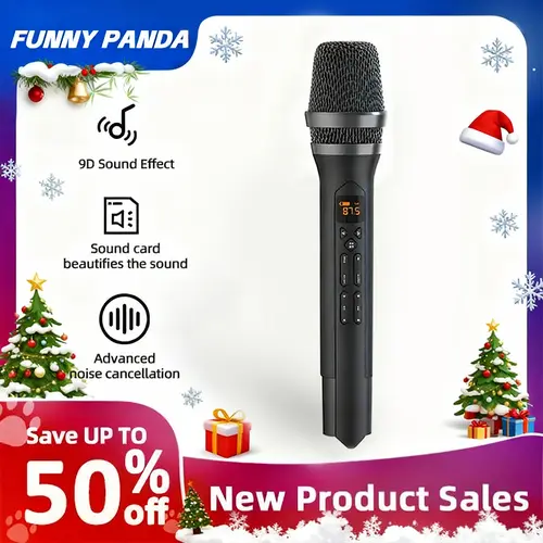 FunnyPanda USB-C Cordless FM Radio Mic for All Cars, Wireless Condenser Microphone with 9D Sound Effect, Advanced Road Noise Cuts, Built-in Sound Card Boost, Clearer Audio