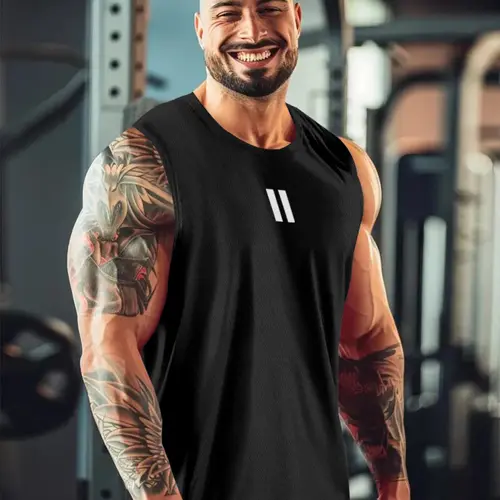 Men's Regular Fit Solid Tank Top, Casual Quick Drying Breathable Sleeveless Gym Tops for Gym Workout Running, Men's Clothes for Summer, Fitness Workout Vest, Sleeveless Sports Vest, Athletic Activewear, Athletic Apparel, Gym Clothing, Gymswear