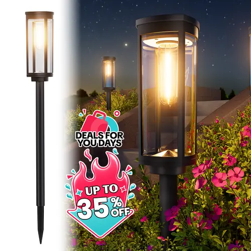 Monocrystalline Solar Outdoor Pathway Lights - Elegant Modern Luxury Decorative, Waterproof IP65, Auto On/Off, Easy Installation, Rechargeable, Solar-Lit Wireless Decking & Patio Lighting, for Garden Yard