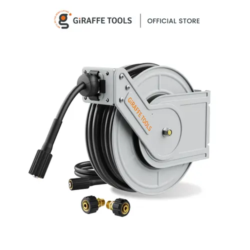 [SummerFinds] Giraffe Tools Retractable Pressure Hose Reel 4000/3200 PSI Heavy Duty 65ft Retractable Hose for Power Washers Lockable at Any Length Wall Mounted