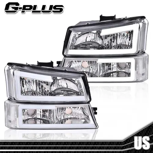 G-PLUS Headlights for 2003-2007 Chevy Silverado Avalanche LED DRL Headlight Lamps Headlight Assembly Driver and Passenger Side,car accessories
