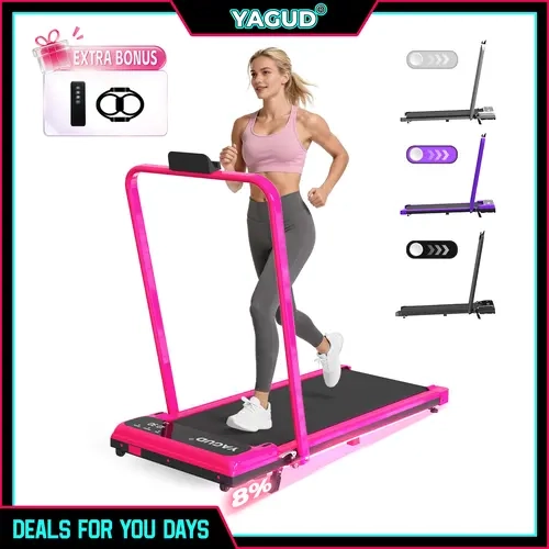 【Live Exclusive】YAGUD Handrail Walking Treadmill – Quiet Home Running Machine with Dual Shock Absorption, 330 lbs Weight Capacity Wide Belt & Compact Design for Easy Mobility SpringStatements