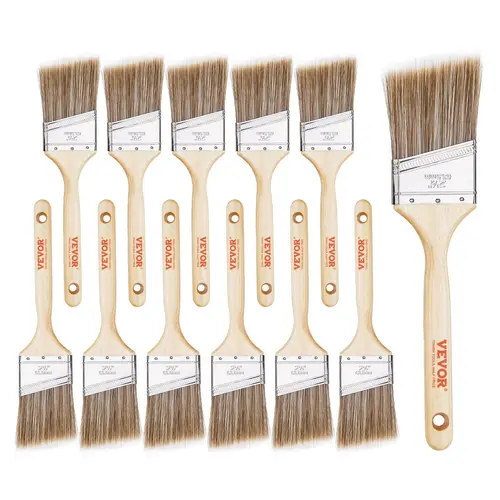 VEVOR Paintbrush Set, 12-Piece Angle Brushes & 4-Piece Furniture Brushes, Treated Wood Handles, Easy Cleaning, Door Painting, Latex & Oil Ready, Interior/Exterior Use