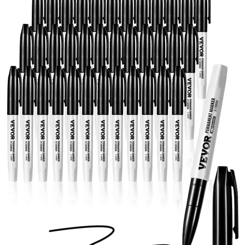 【toolupgrade】VEVOR Permanent Markers, bulk permanent markers for warehouse, 36 Pack Black Fine Point Quick-Drying Fade-Resistant Markers for Plastic, Paper, Metal, Glass, Wood - Office, School, Warehouse Use