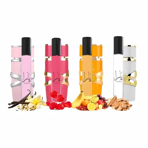 Yara Women's Fragrance Travel Discovery Minis Set - 4 x 35ml EDP Sprays (Yara, Candy, Moi, Tous) with Sandalwood Musk, Retail Packaged Packaged Unit Women's Fragrance