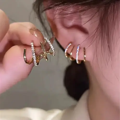 Tewiky Claw Zircon Silver Earrings for Women, 14K Gold Plated/Sterling Silver Claw Earrings Cuff Hypoallergenic Ear Wrap Trendy Cubic Zirconia Warp Cuff Earrings For Valentine's Day gifts
