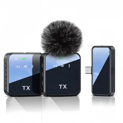 Wireless lavalier microphone high-end square, stereo sound, intelligent noise reduction, suitable for smartphone live broadcast or outdoor Vlog