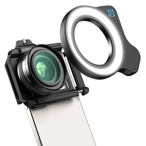 APEXEL 10-20X Macro Lens Smartphone Accessory Kit for iPhone & Android Cellphones, HD Optical Lens with Universal Clip, 45-Mode Fill Light for Still Life & Small Objects, Portable Mobile Photography Tool