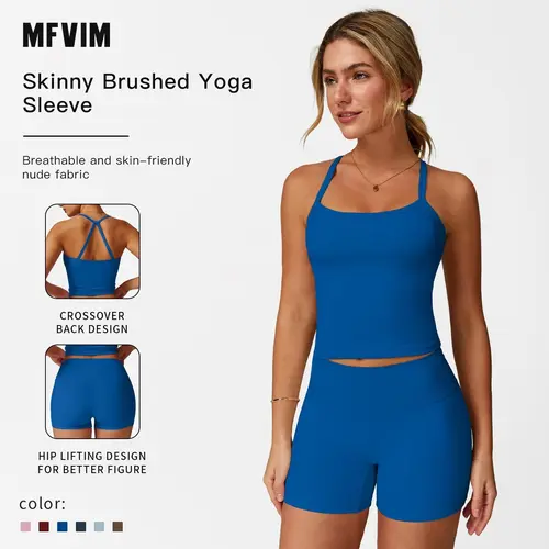 Women's 2-Piece Yoga Activewear Set - Backless Crop Top & High Waist Sports Shorts, Sweat-Wicking High-Stretch Gym Workout Outfits, Solid Athleisure Clothing,travel essentials,camping essentials