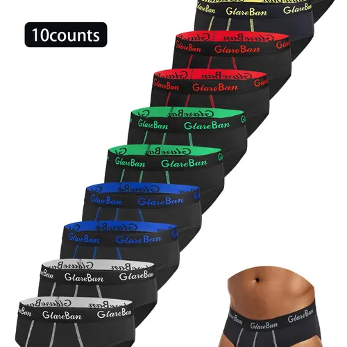 10pieces Pack New Briefs Brand Boxer Plain Classic Minimalist Fashion Style Men Panties Underwear Male And Underpants For Homme Luxury Set Shorts Box Slips Hot Casual Style Underwear