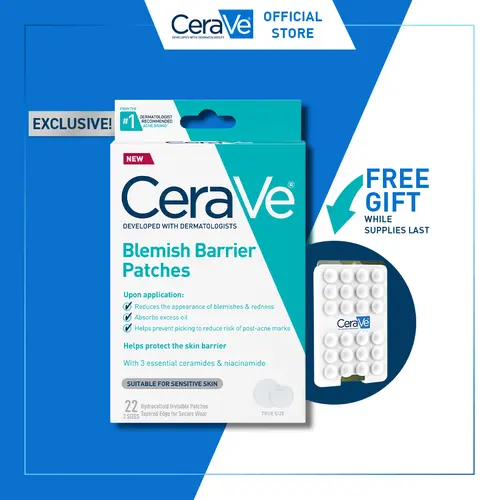 CeraVe Blemish Barrier Patches | 22 Count | Hydrocolloid Spot Treatment | With Niacinamide & Ceramides | Ultra-Thin & Discreet