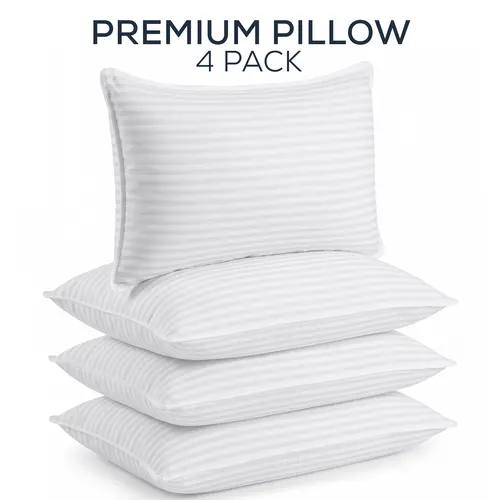 Utopia Bedding White Hotel Pillow Set of 4 -  Pillows for Side Back & Stomach Sleepers - Comfortable 9 Inch Thick Pillows for Ultimate Rest