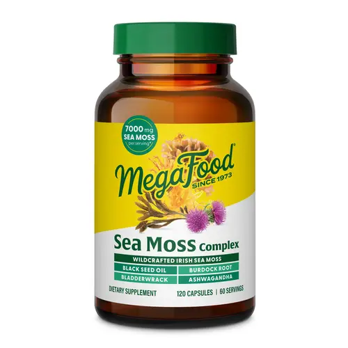MegaFood Sea Moss Complex Capsules, 20:1 Herbal Extract Blend with Botanicals, Gut & Immune Health Support, Antioxidant Skin Benefits, Easy-to-Take Herbs Supplement, 2 Capsules Daily