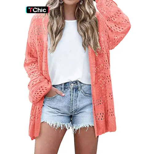 Women's Plain Knitting Cardigan, Casual Loose Long Sleeve Cardigan, Fashion Women's Knitwear for Daily Wear, Tops, Fashion Knitwear Clothing
