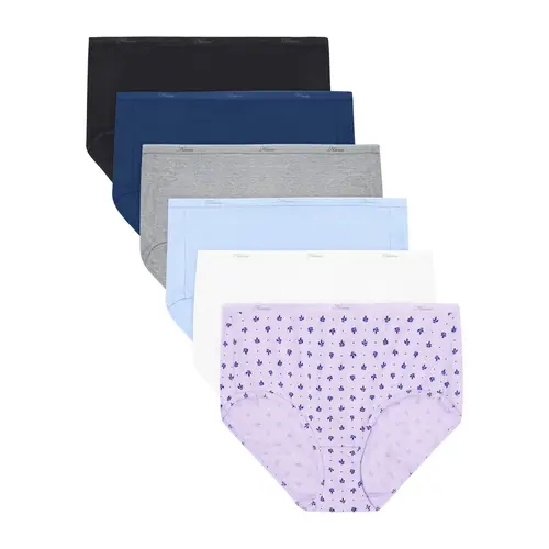 Hanes Women's Cotton Brief Underwear Moisture-wicking 6-pack Multi Pack Comfortable Fit Soft Stretch Fabric Breathable Pp40ad