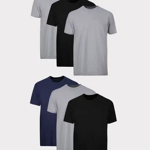 Hanes Men's T-shirt Pack Moisture-wicking Stay-tucked Undershirts 6-pack Underwear Multi Comfortable Fit Soft Stretch Fabric Breathable 216bg6