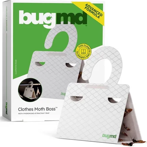 BugMD Clothes Moth Boss Traps White - Sticky Glue Bug Repellent Pheromone Attractor for Closets Wardrobes Cabinet Drawers, Moth Balls for Closet, Moth Traps with No Harsh Chemicals