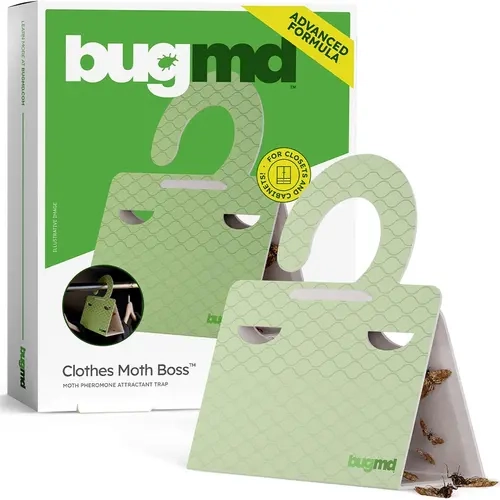 BugMD Clothes Moth Boss Traps Green - Sticky Glue Pheromone-Based Trap for Closets, Cabinets, Wardrobe & Pantry - Non-Toxic Pest Control Effortless Design Protect Fabric