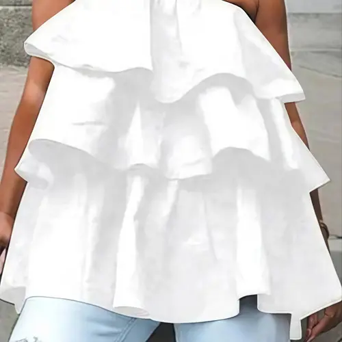 Women's Plain Layered Tube Top, Casual Loose Strapless Top for Summer, Ladies Clothes for Daily Wear