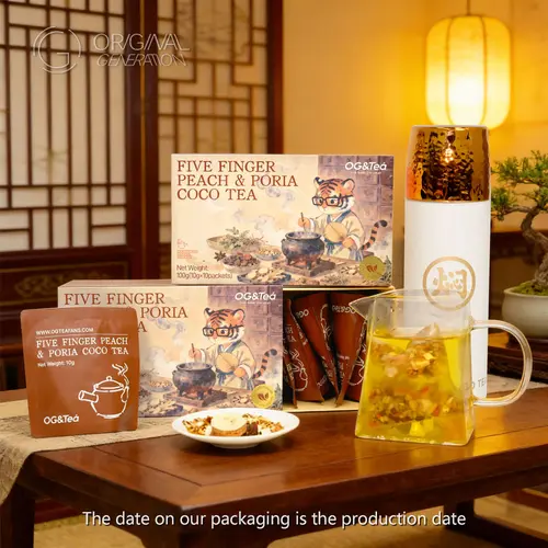 OG Anti Inflammation Tea · Five Finger Peach & Poria Cocos Herbal Tea 100g(10gx10packs)· Caffeine Free · with Tartary Buckwheat Red Bean Raw Malt Coix Seed Orange Peel Gorgon Euryale Seed Gardenia