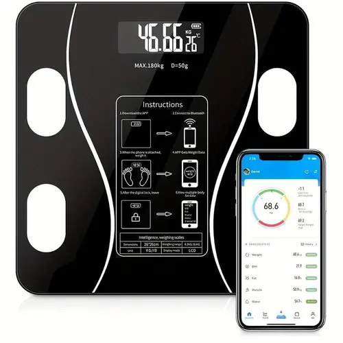Smart Scale for Body Weight, Digital Bathroom Scale BMI Weighing Body Fat Scale, Accurate Body Composition Scale Monitor for People's Health with Smartphone App, Compact Size, 400lb Healthcare Fit, Mother's Day gift