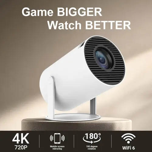 HY300Pro+ Portable Projector Outdoor Mini 4K Decoding with 5G WiFi 6 & BT 5.0 720P Full HD 160 ANSI Lumens for Android Audio Bluetooth Gaming Home Theater, DealsForYouDays