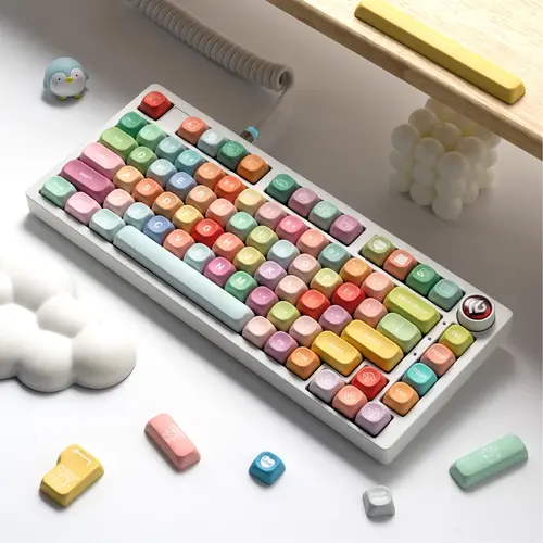 XVX Gummy Bear MOA Profile Gaming Keyboard Keycap Set - 134-Keys, 5-Sided Dye-Sublimation PBT Keycaps, Cute, Compatible with MX Switches & Mechanical Keyboards (Keycaps Only, Keyboard Not Included)