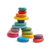 OESSUF 16pcs Extra-Large Wooden Sorting Stacking Rocks - Safe Montessori Toys for 1-3 Year Old, Waldorf Wooden Blocks for Toddlers 1-3, Smooth Stacking Stones for Toddlers, for Kids DealsForYouDays,back to school