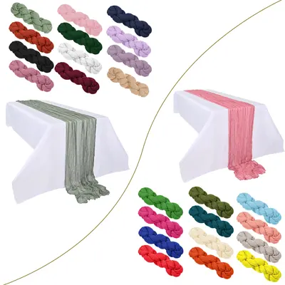 1/6/8/10 Pack 35×120inch Cheesecloth Table Runner, 10FT Long Semi-Sheer Gauze Runner, for Boho Wedding Table Decor,Bridal Shower,Party,Baby Shower, Banquet Decoration,Holiday Gatherings, Halloween Decor Anniversary Party, #Back-to-school #Halloween