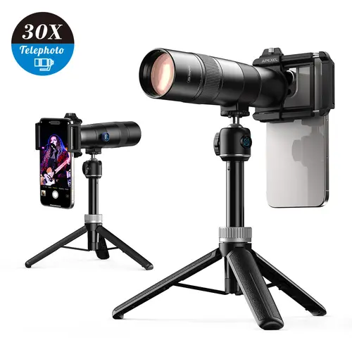 Apexel 3-30X HD Telephoto Lens for iPhone Pro Max, Samsung Galaxy, Android Phones - Mobile Lens Accessories with Tripod Mount, Universal Smartphone Compatibility, for Wildlife, Concert Viewing, Birthday Gift, Lightweight Smartphone Camera Accessories