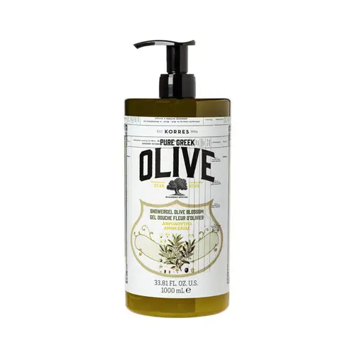 Shower Gel for Dry Skin, Moisturizing Body Wash Cleanser Made with Pure Greek Olive Oil, Hydrating and Nourishing Bath Soap for Smooth, Supple Skin, 1 Liter | KORRES  Body Care