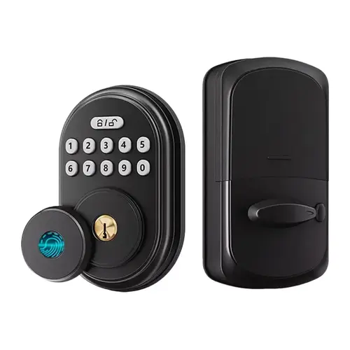 [Deals For You Days] Fingerprint Door Lock Keypad Deadbolt with Handle Set, Keyless Entry Door Lock, Door Locks for Front Door Lock Set, App Control, Auto Lock, Easy to Install, One-time Codes, Matte Black FathersDayGift