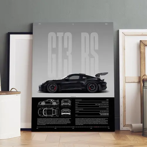 Wooden-Framed Canvas Painting, High-Performance GT3 RS Specification Poster, Modern Canvas Wall Art for Living Room, Bedroom & Office Decoration, Modern Home Decor, Fashion Artistic Ornaments, Artwork, Decoration Items